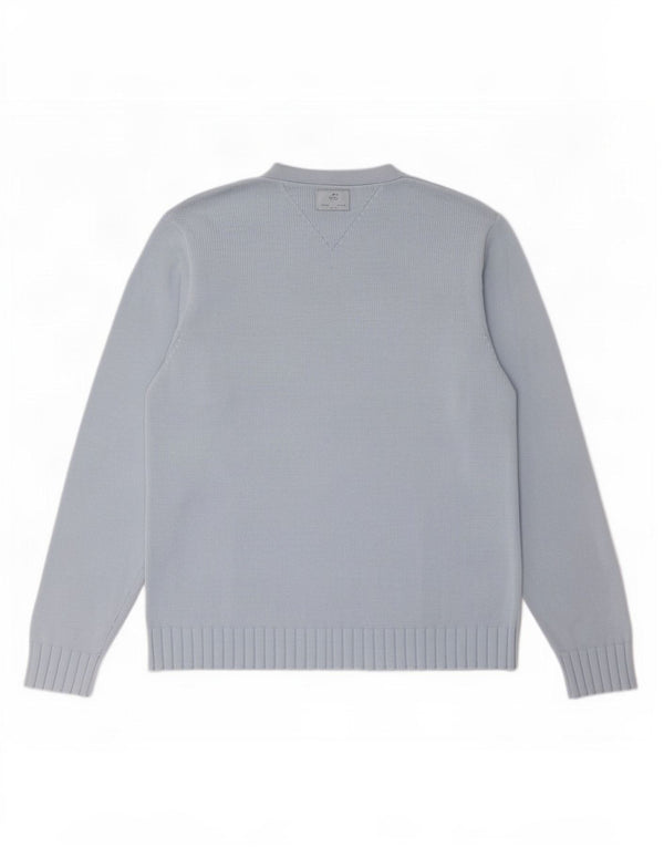 Maglione maglione con scollo a V da uomo Tommy Hilfiger in cotone blu medio