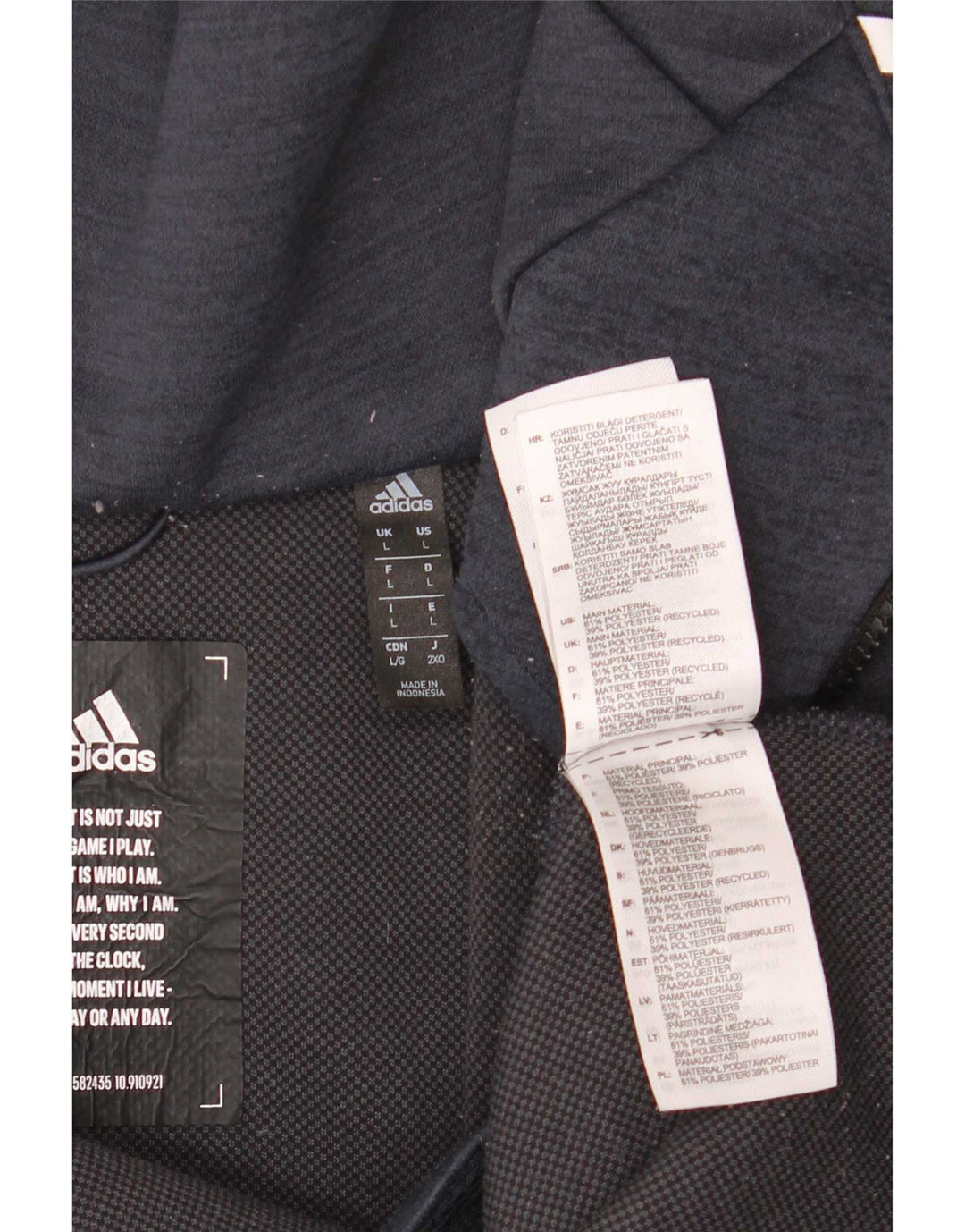 Giacca da ginnastica da uomo con cappuccio grafico Adidas grande in poliestere blu navy