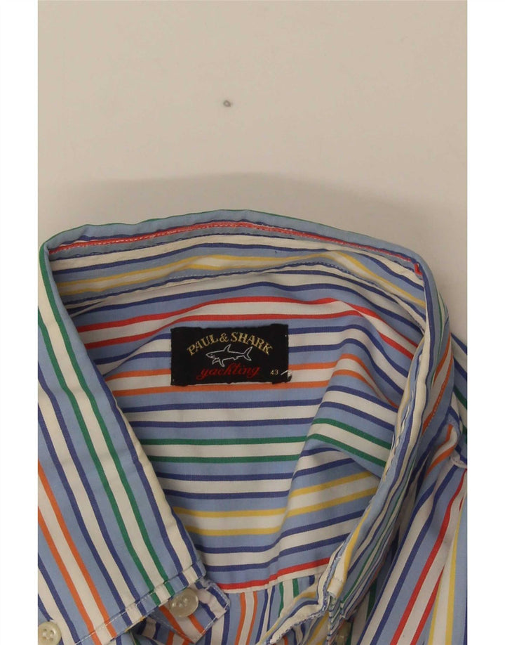 Camicia da yachting da uomo Paul & Shark taglia 43 grande a righe multicolore