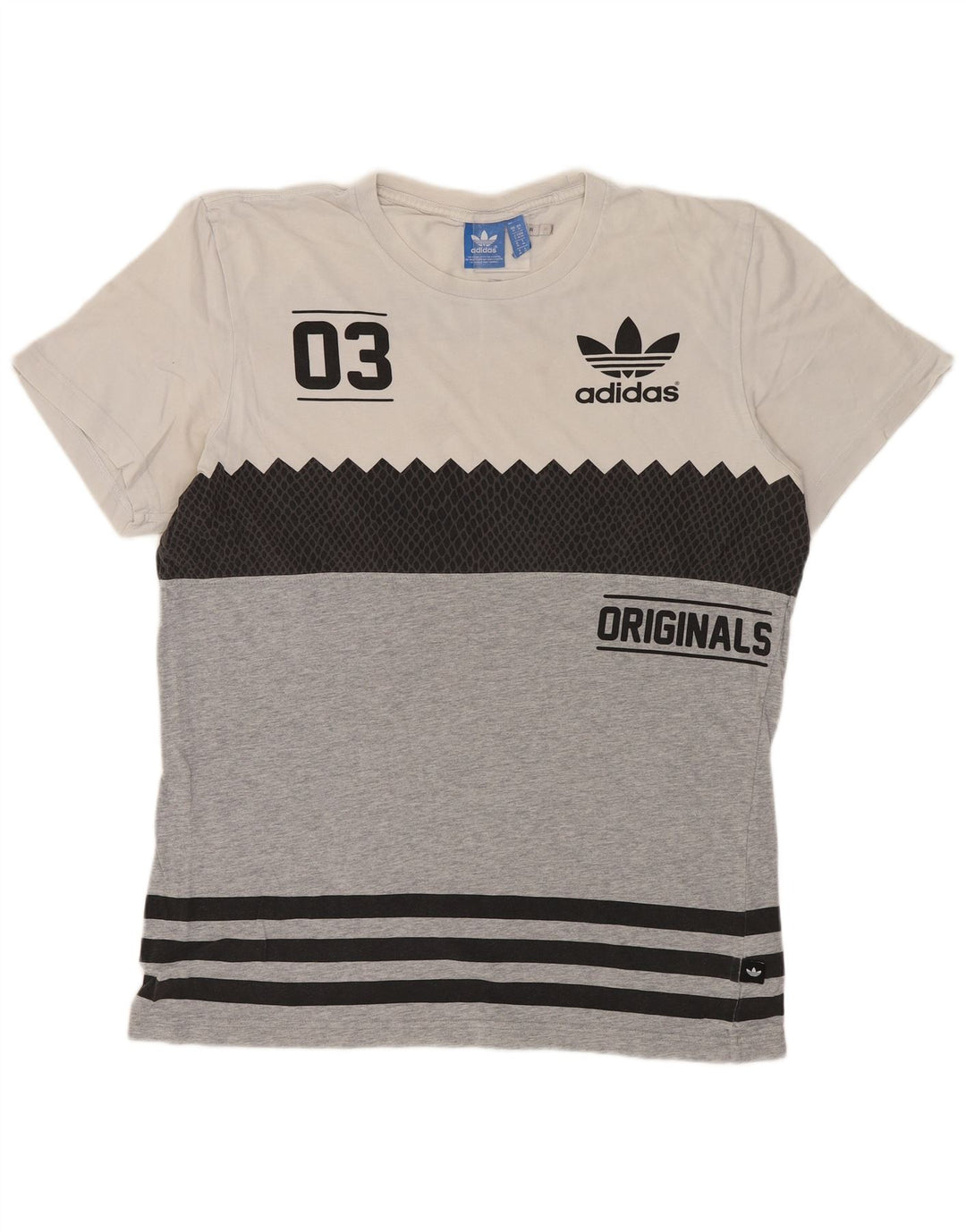 T-shirt grafica ADIDAS da uomo Originals Top in cotone color block grigio medio