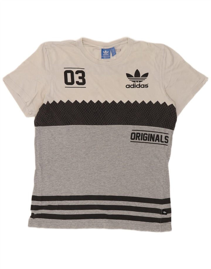 T-shirt grafica ADIDAS da uomo Originals Top in cotone color block grigio medio