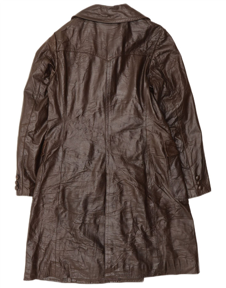 Cappotto in pelle vintage da donna UK 14 Marrone medio