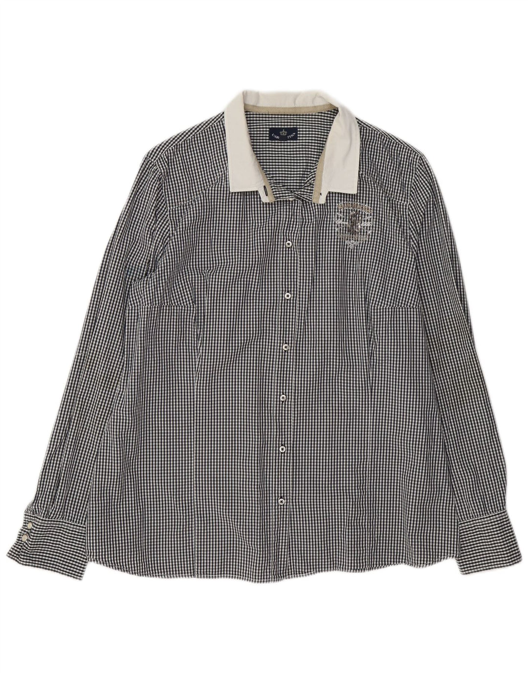 Camicia vintage da donna EU 42 XL in cotone a quadretti nero