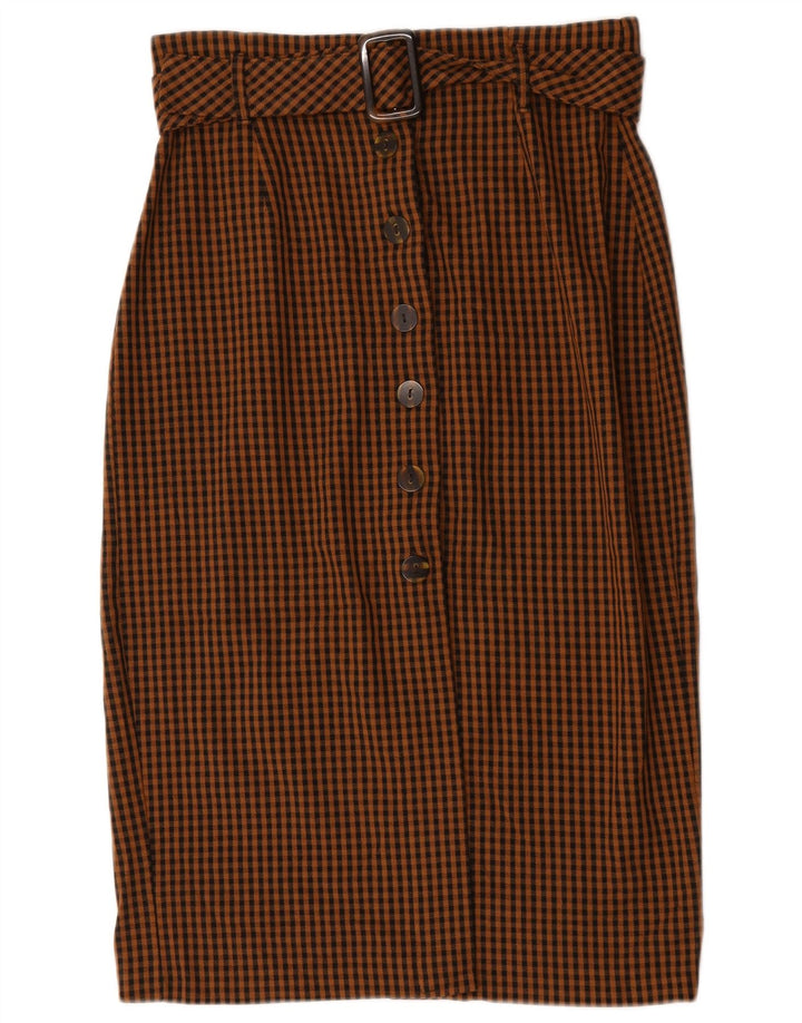 Minigonna Zara Trafaluc da donna grande W32 a quadretti marrone