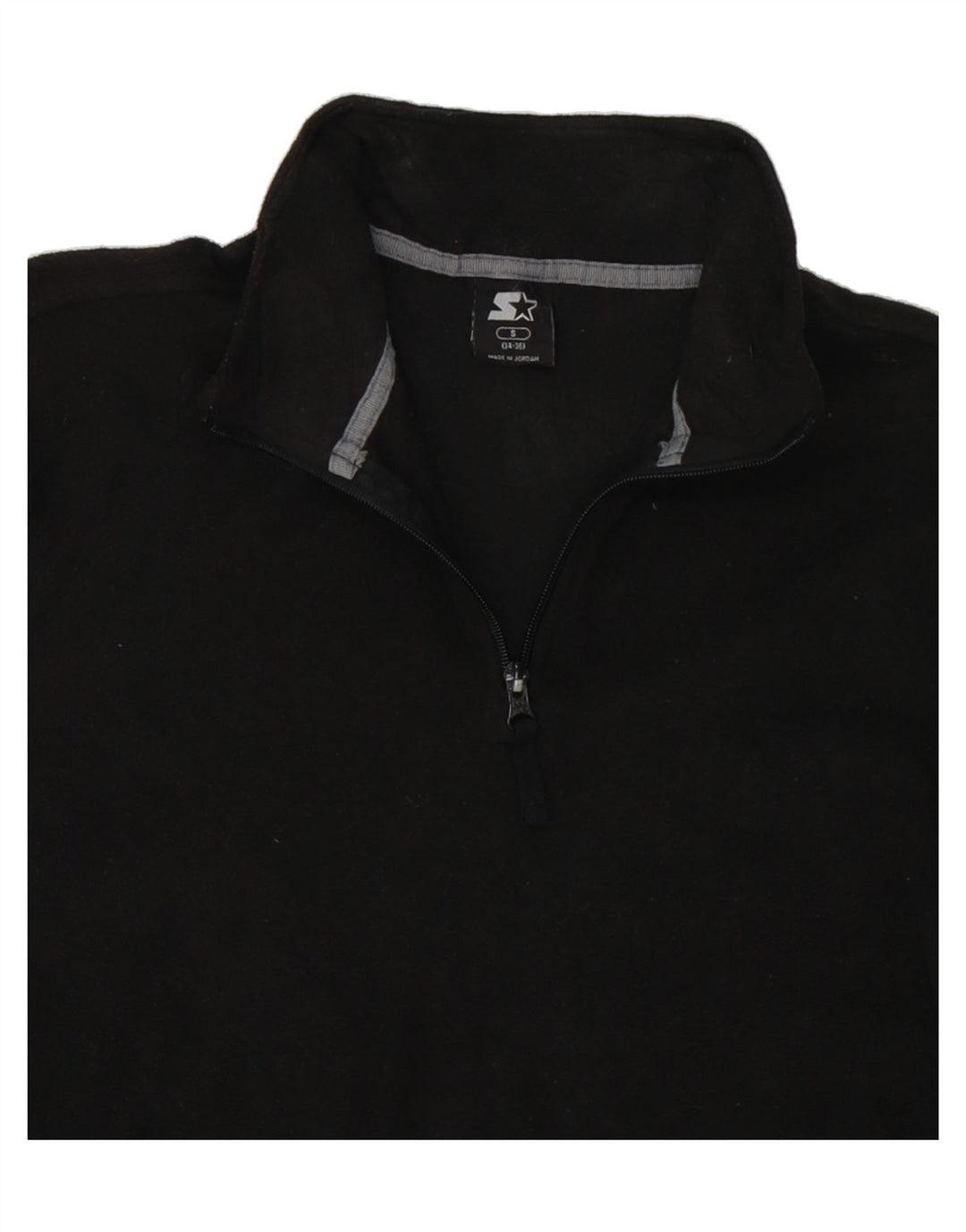 STARTER Mens Zip Neck Fleece Jumper UK 34/36 Small Black Polyester Vintage Starter and Second-Hand Starter from Messina Hembry 