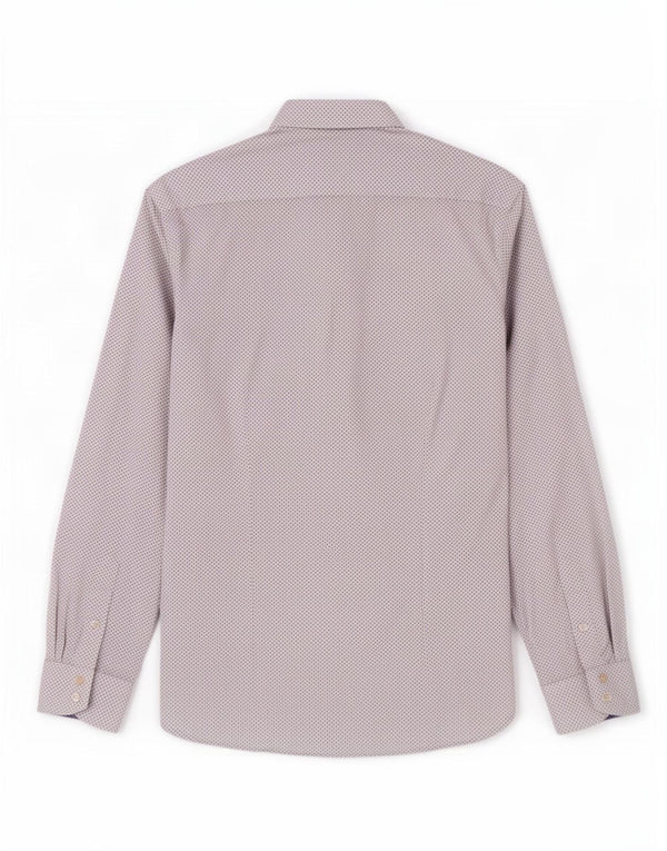 Camicia da uomo Ted Baker taglia 15,5 cotone geometrico bianco medio