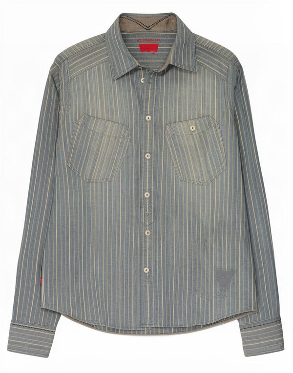Levi's Mens Shirt Medium Blue Striped Cotton