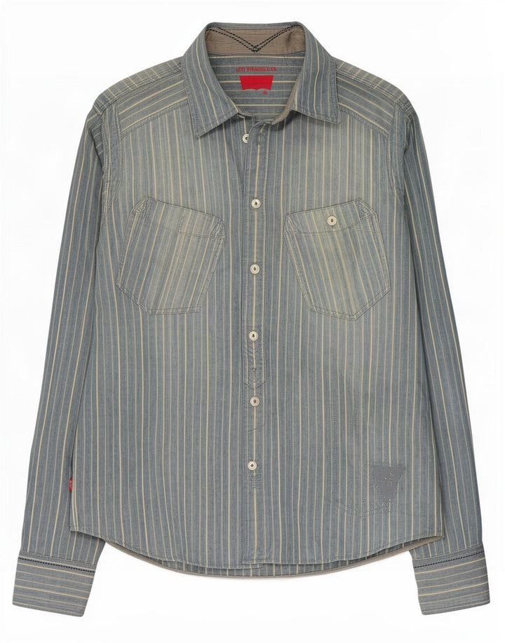 Camicia Levi's Uomo in cotone rigato Blu Medio