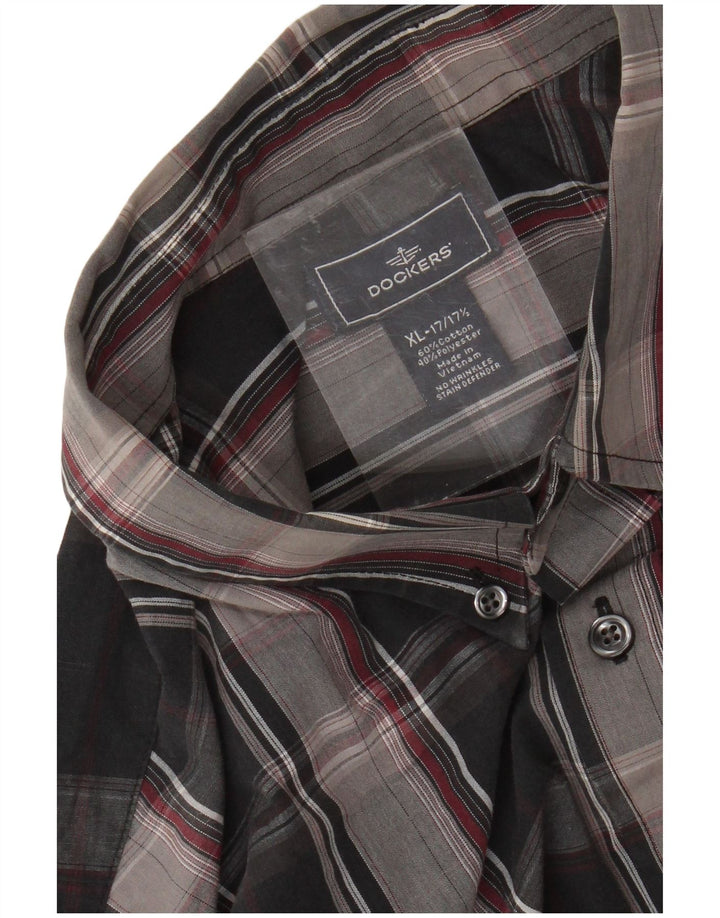 DOCKERS Camicia da uomo Taglia 17 1/2 XL Cotone a quadri nero