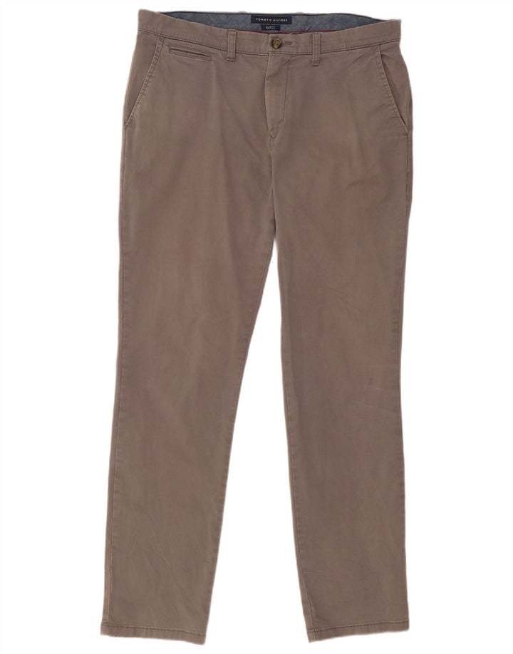 TOMMY HILFIGER Pantaloni chino slim fit da uomo W36 L31 cotone grigio