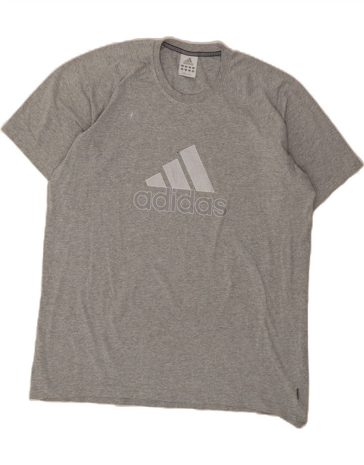 ADIDAS Mens Graphic T-Shirt Top XL Grey Cotton Vintage Adidas and Second-Hand Adidas from Messina Hembry 
