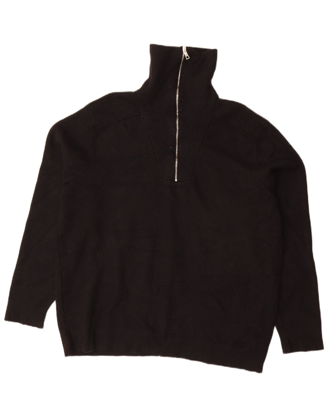 Maglione Zara da uomo con zip e collo XL in viscosa nera