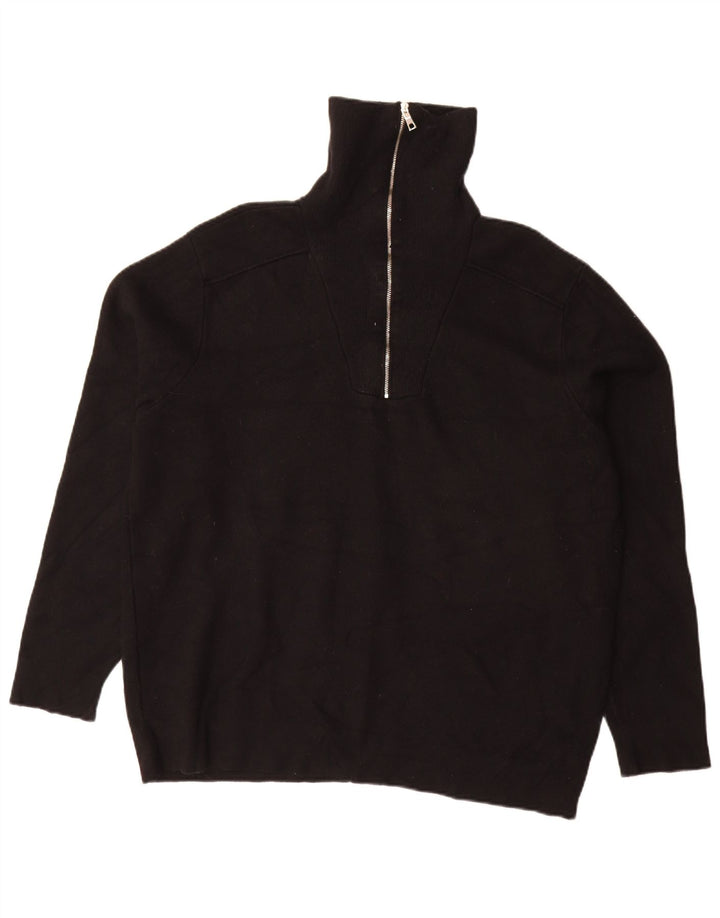 Maglione Zara da uomo con zip e collo XL in viscosa nera