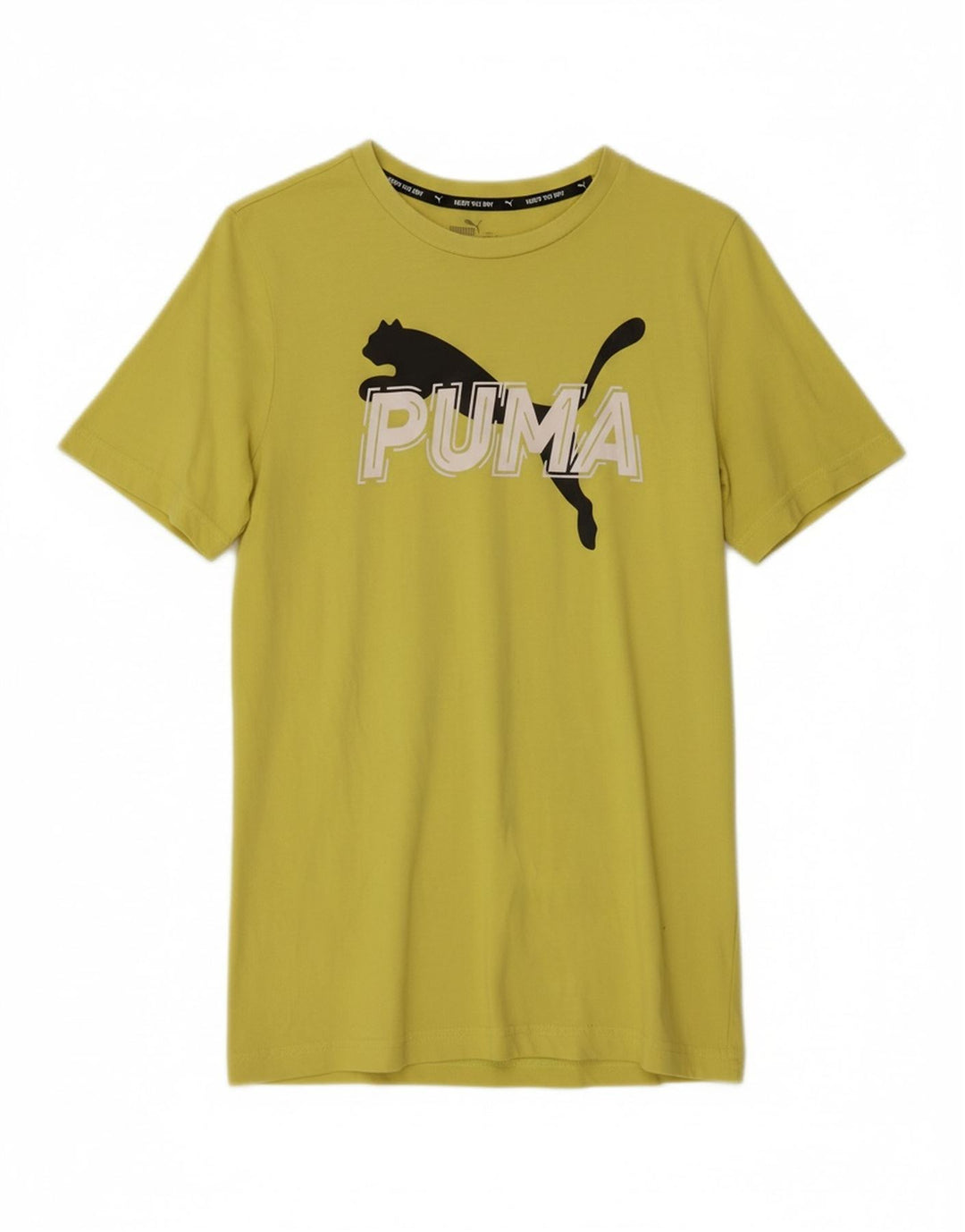 PUMA Mens Graphic T-Shirt Top Small Yellow Vintage Puma and Second-Hand Puma from Messina Hembry 
