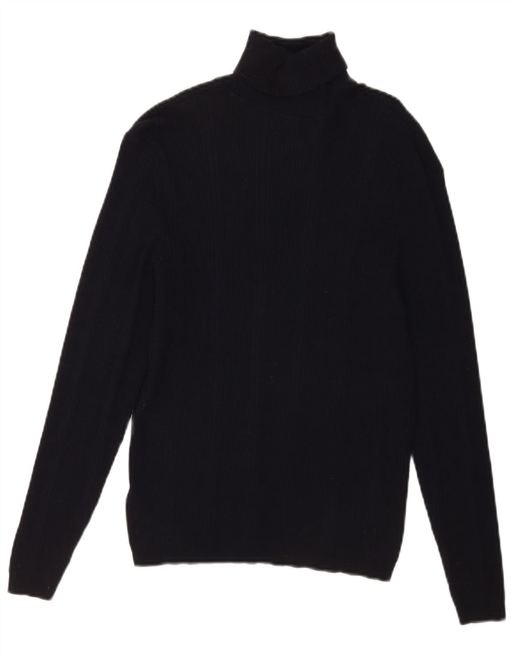 Maglione maglione a collo alto da donna Marks & Spencer UK 12 medio blu navy