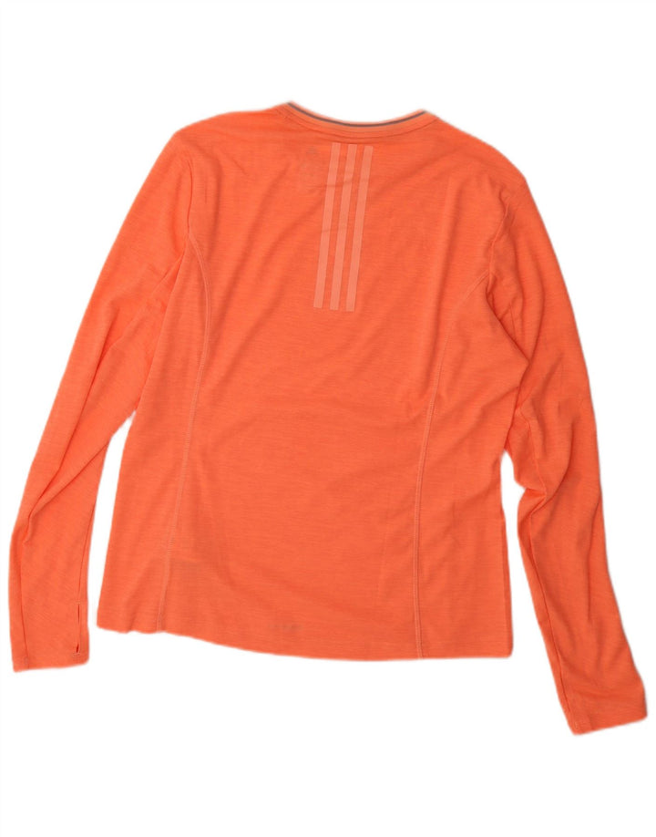 Adidas Donna Climalite Top Manica Lunga UK 16/18 Large Arancione Poliestere