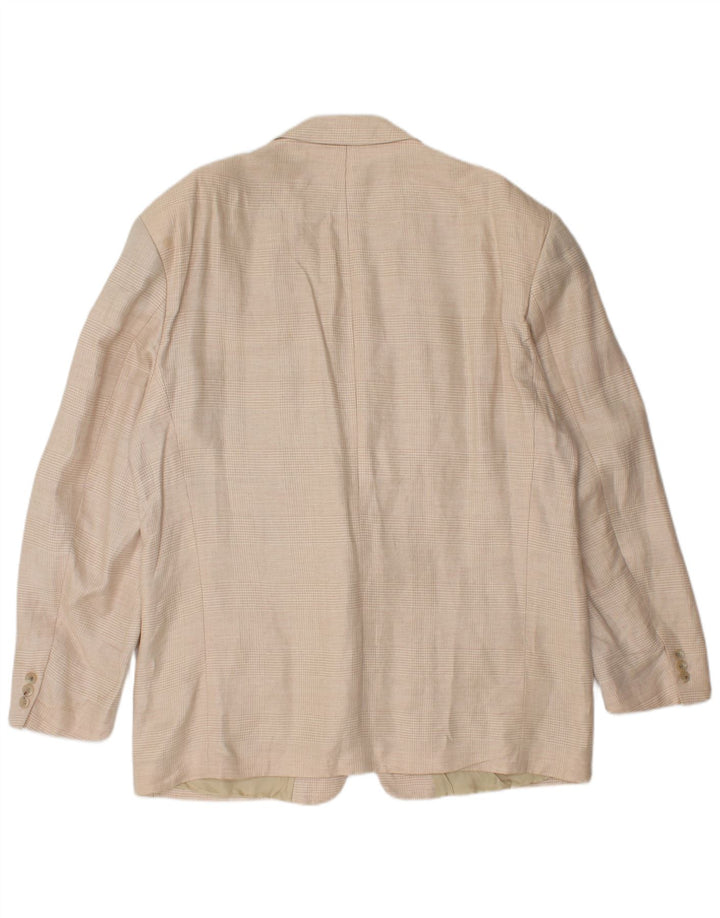 Giacca blazer da uomo a 2 bottoni HUGO BOSS EU 56 3XL Lino a quadri beige