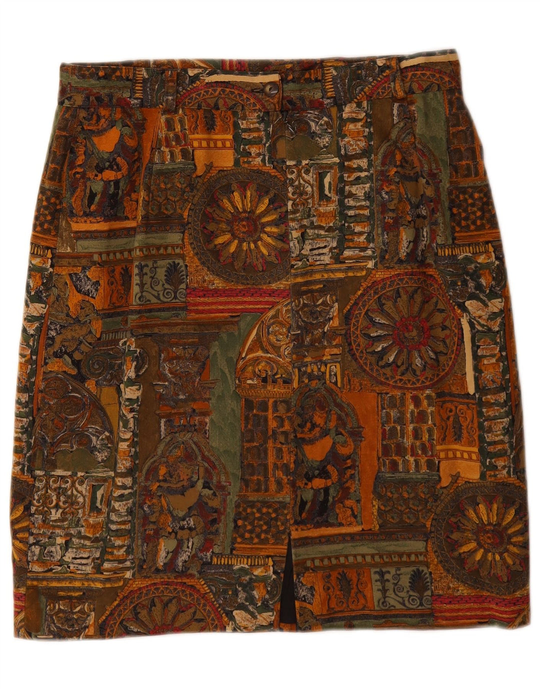 Gonna a tubino da donna VINTAGE W28 cotone geometrico marrone medio