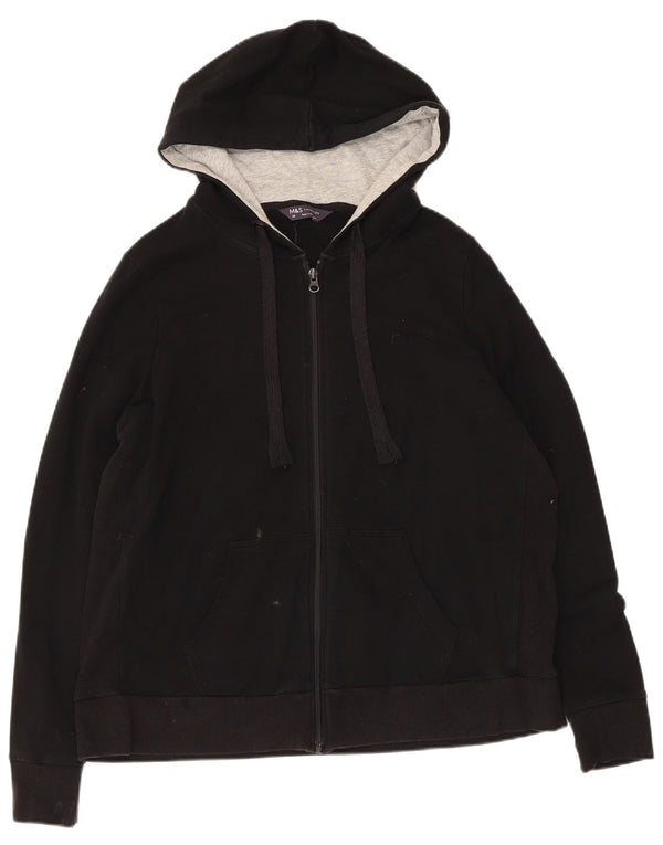 Maglione con cappuccio e zip da donna Marks & Spencer UK 20 2XL cotone nero