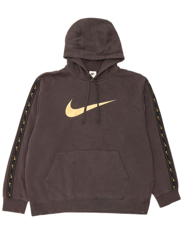 Felpa con cappuccio grafica Nike da uomo XL in cotone color block nero