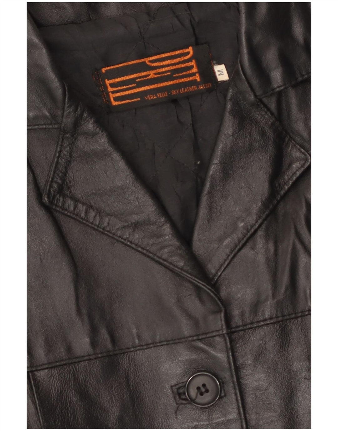 Giacca in pelle da donna vintage UK 14 in pelle nera media