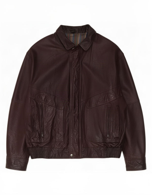 Giacca in pelle vintage da uomo EU 50 grande bordeaux