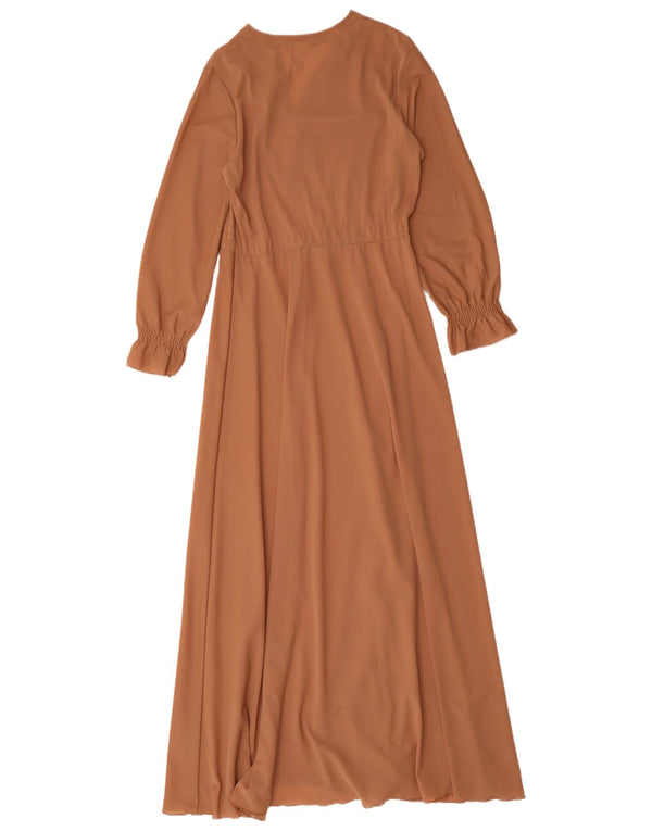 Abito lungo da donna vintage UK 12 Marrone medio