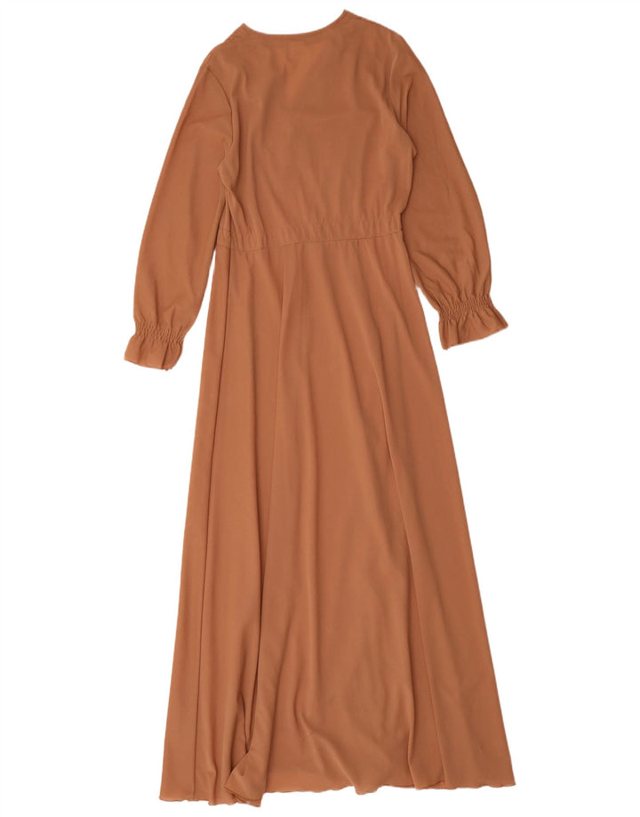 Abito lungo da donna vintage UK 12 Marrone medio