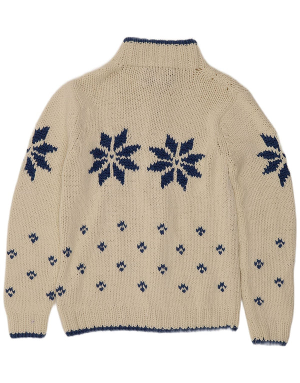 Marlboro Classics Maglione cardigan da uomo medio bianco sporco Fair Isle retrò