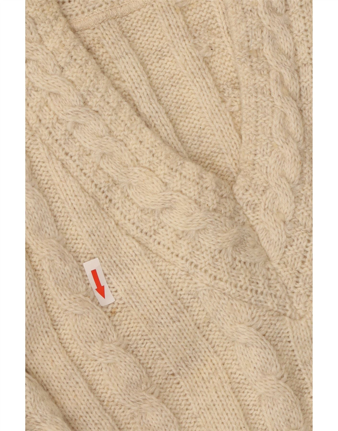 Maglione vintage da uomo con scollo a V, acrilico Fair Isle, beige medio