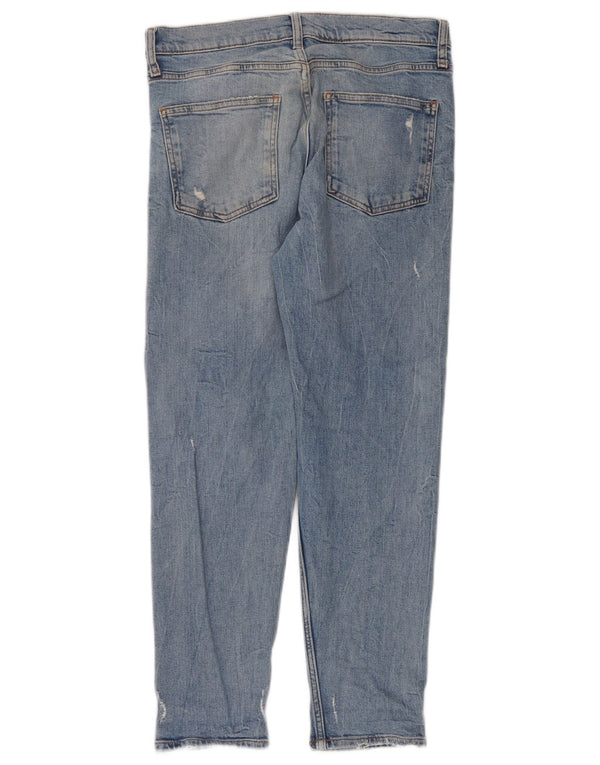Jeans slim invecchiati da donna Zara EU 38 piccoli W28 L28 cotone blu