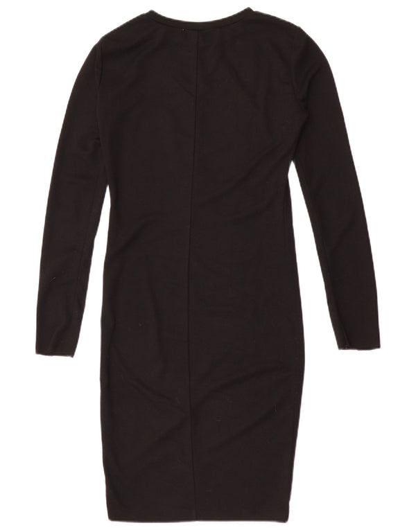 Vestito aderente a maniche lunghe da donna Zara UK 10 piccolo nero