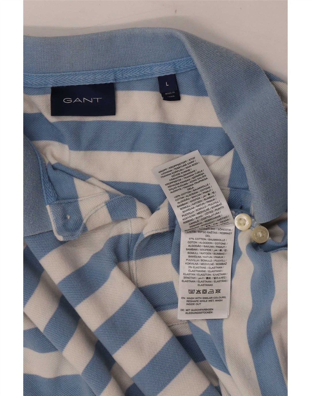 Polo da uomo Gant in cotone a righe grandi blu