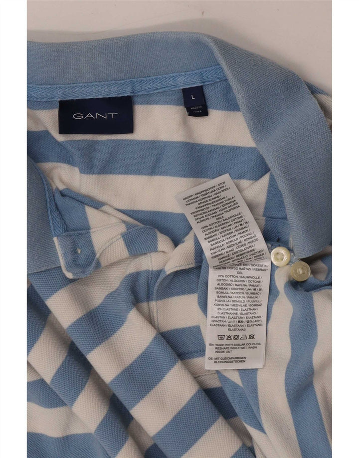 Polo da uomo Gant in cotone a righe grandi blu