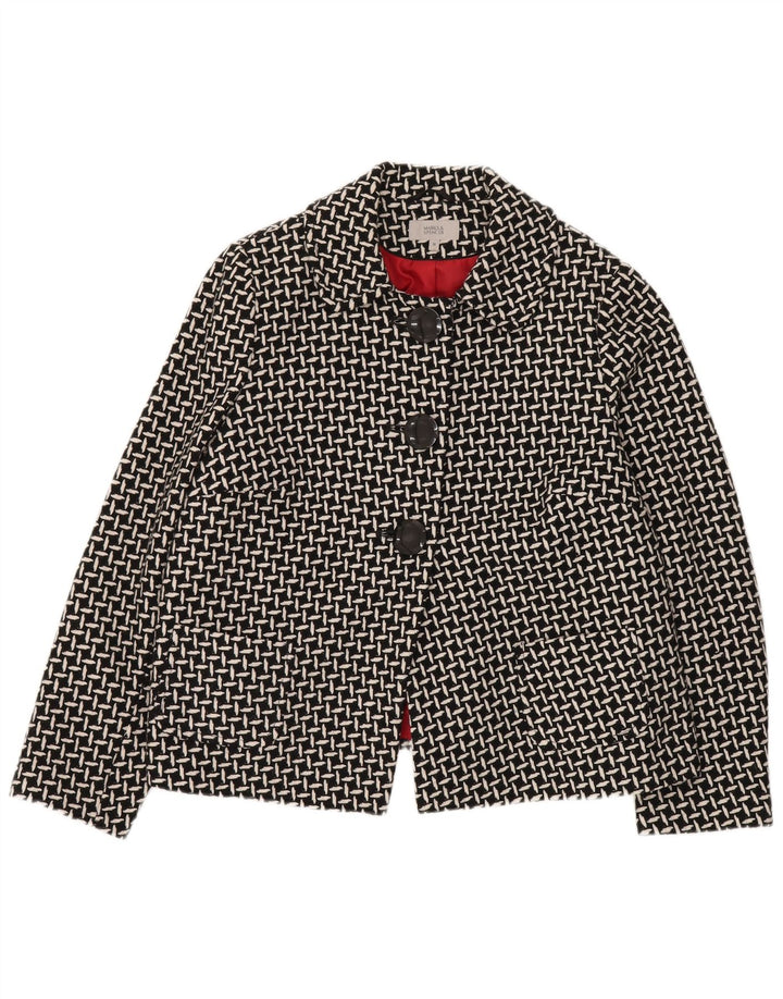 Giacca blazer a 3 bottoni Marks & Spencer da donna UK 16 grande nera geometrica
