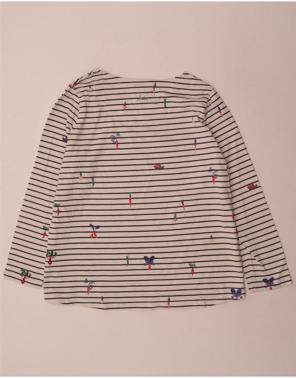 Joules Womens Graphic Top Long Sleeve UK 22 3XL White Striped Cotton