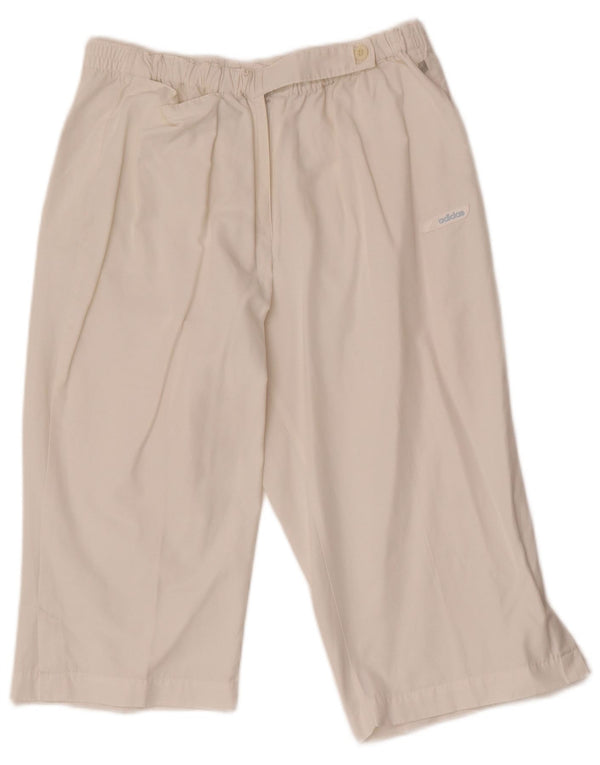 Pantaloni Capri dritti da donna Adidas UK 16 Large W30 L17 Cotone bianco