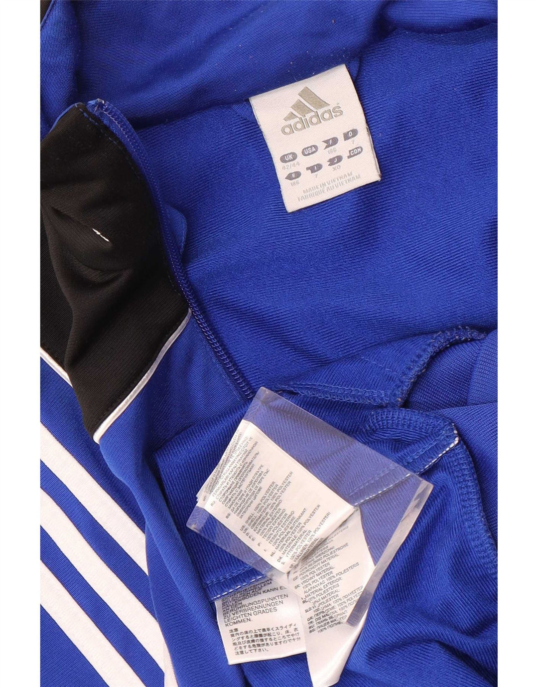 Giacca da tuta da uomo Adidas UK 42/44 Large Blu Colourblock Poliestere