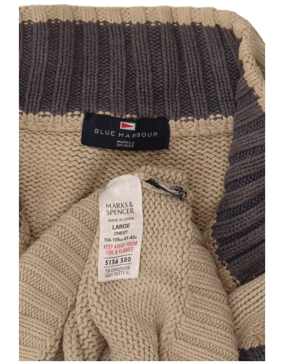 MARKS & SPENCER Maglione da uomo con collo con zip blu Harbour grande beige
