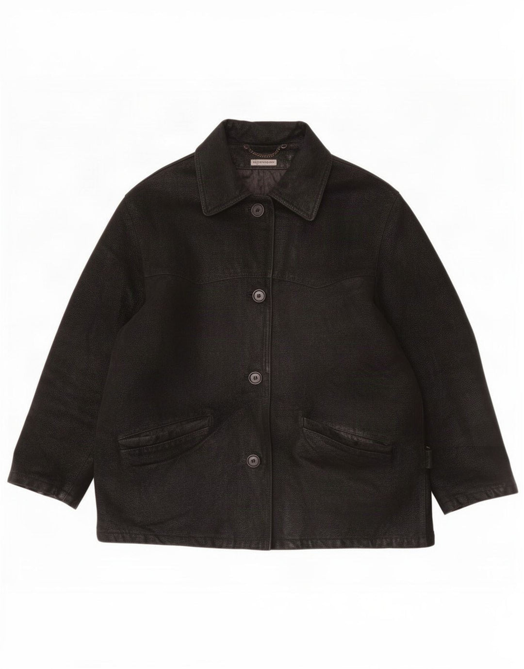 Giacca in pelle oversize da donna vintage IT 46 grande nera