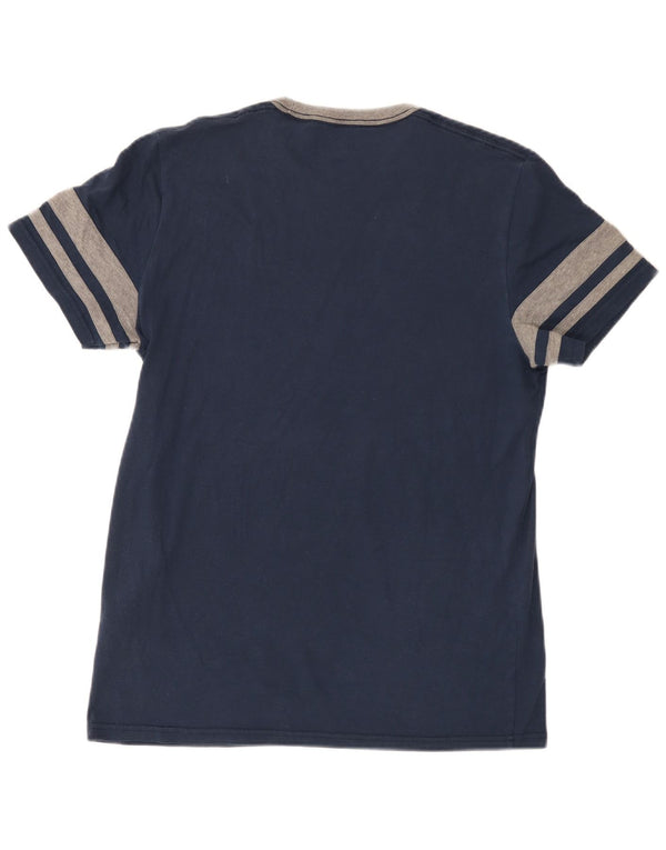 T-shirt grafica da uomo Hollister Top Large in cotone color block blu navy