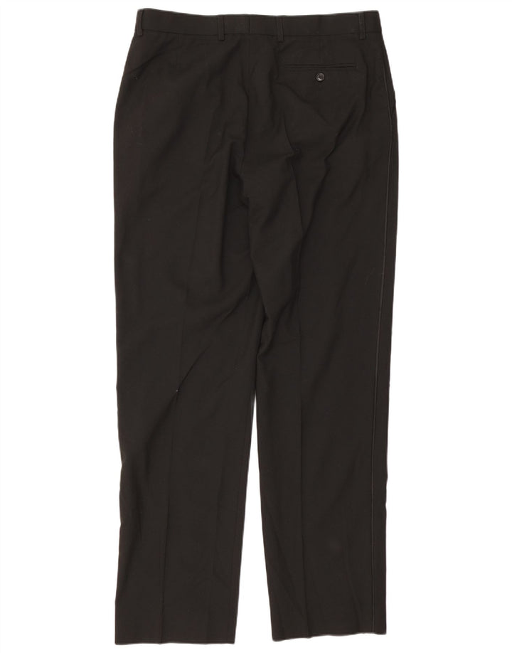Pantaloni da abito dritti da uomo Marks & Spencer W36 L33 poliestere nero