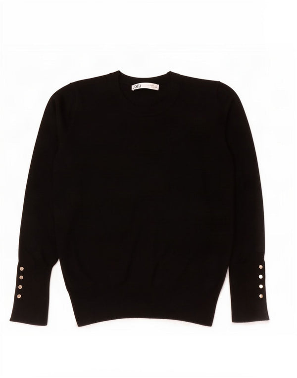 Maglione maglione girocollo da donna Zara UK 12 medio nero