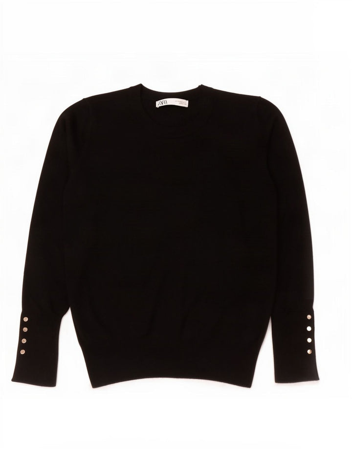 Maglione maglione girocollo da donna Zara UK 12 medio nero