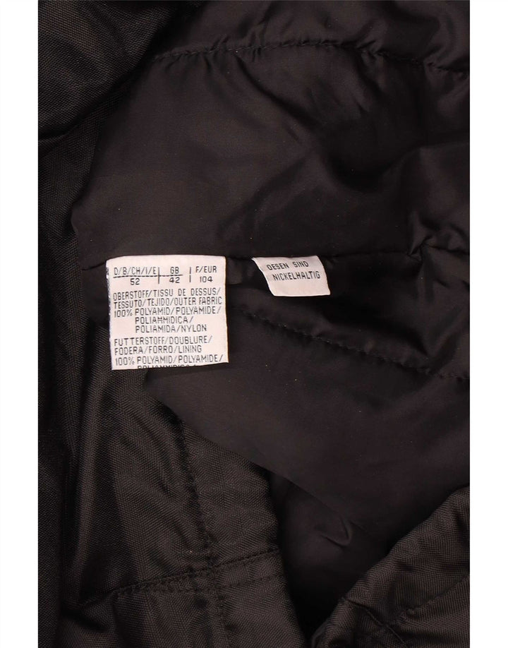 Giacca imbottita con cappuccio vintage da uomo UK 42 XL nera in poliammide