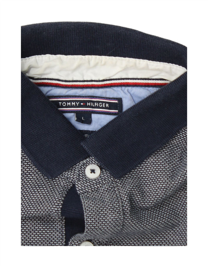 TOMMY HILFIGER Mens Polo Shirt Large Navy Blue Cotton