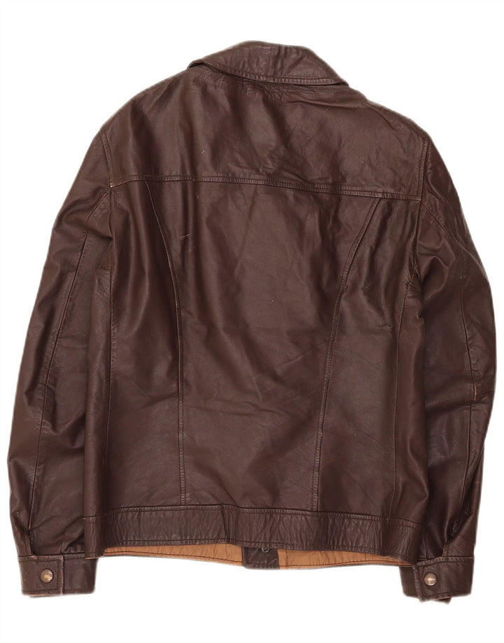 Giacca da motociclista in pelle vintage da uomo UK 34 XS Marrone