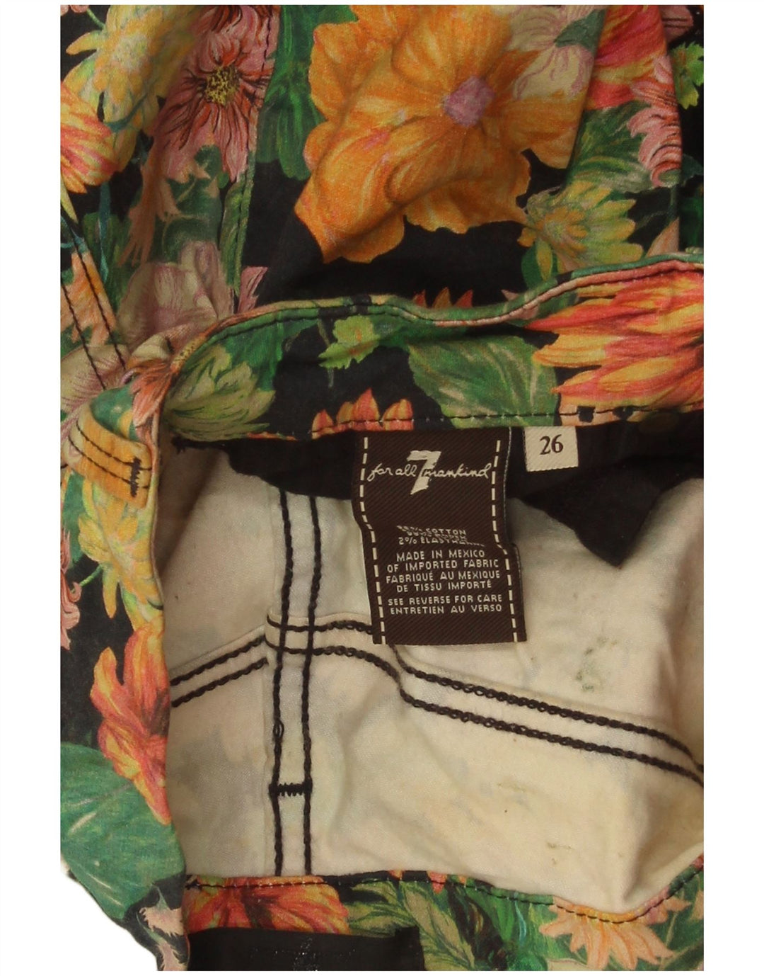7 FOR ALL MANKIND Jeans corti da donna W26 L24 floreale multicolore