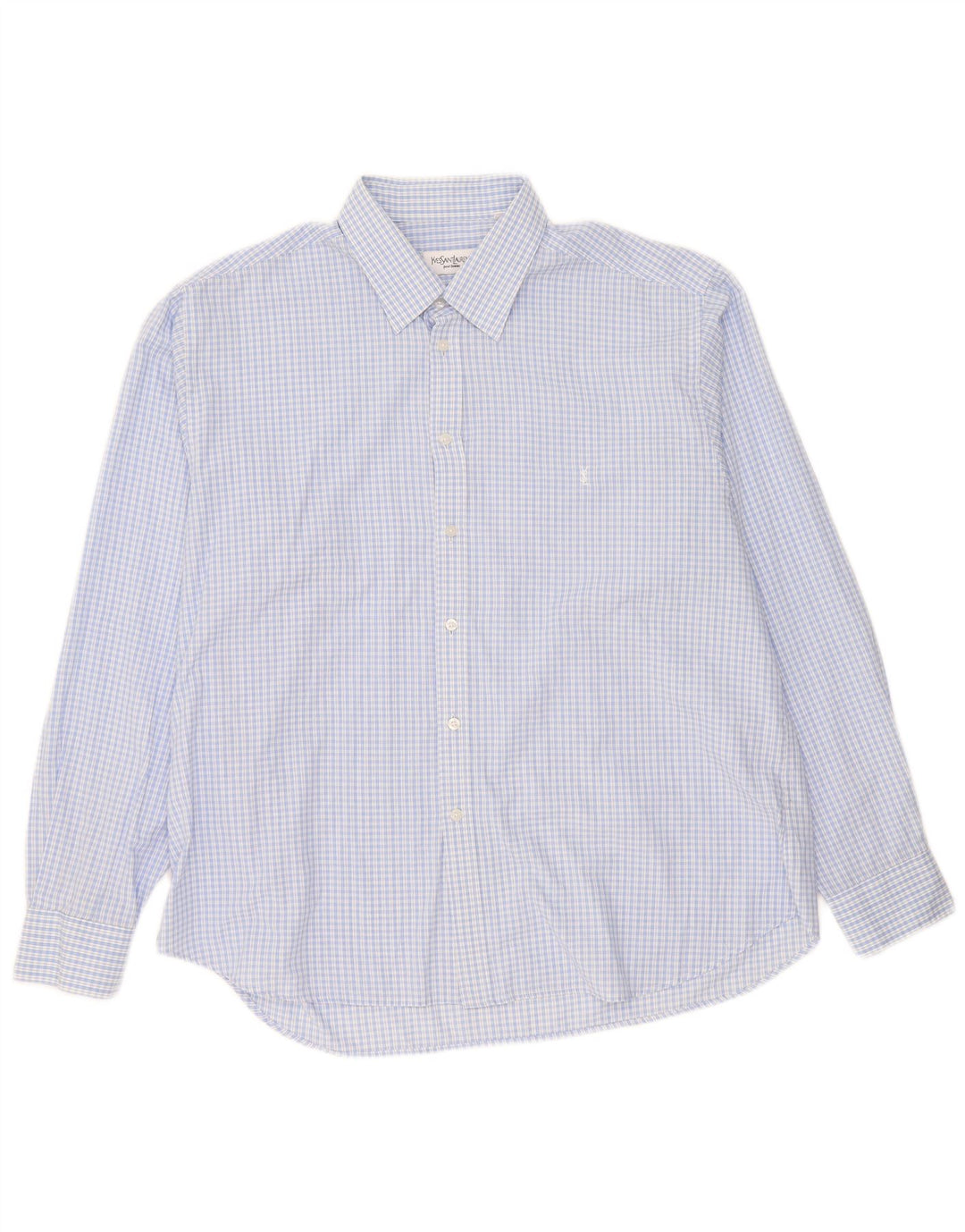 Camicia da uomo Yves Saint Laurent 2XL in cotone a quadri blu