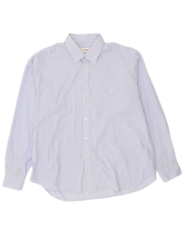 Camicia da uomo Yves Saint Laurent 2XL in cotone a quadri blu